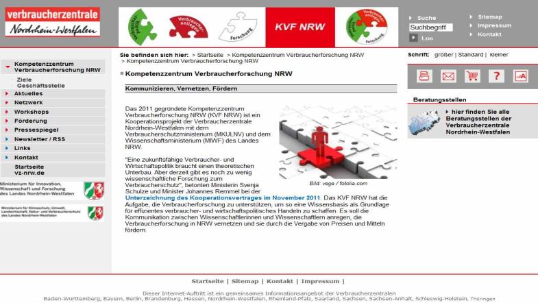 Webseite des KVF NRW (2012)
